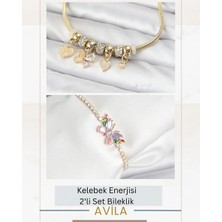 Kelebek Işıltısı Gold Ikili Kadın Bileklik Seti