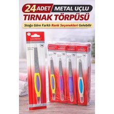 24 Adet Metal Uçlu Tırnak Törpüsü Blister Ambalajlı Profesyonel Manikür Törpüsü Seti