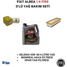 Fiat Palio Albea 1.4 8V Yağ Bakım Seti – Selenia 10W-40 4 Litre Motor Yağı + Opar Yağ Filtresi + Monreal Hava Filtresi Uyumlu Set