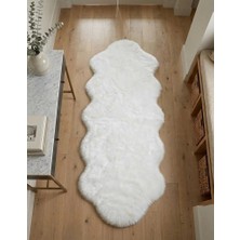 Carpet Dekor Peluş Yumuşak Dekoratif Halı Simetrik Desen Beyaz