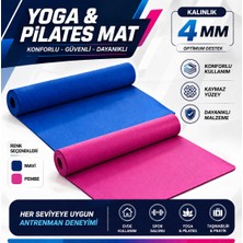 DNC Yoga Mat Pilates Minderi 4 mm Kaymaz Fitness Egzersiz Matı Ev Spor Matı Mavi Pembe