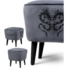 XMAX Arya Baby Face Kadife Kumaş Üstü Kalın Süngerli Koyu Gri Ayak Uzatma Pufu