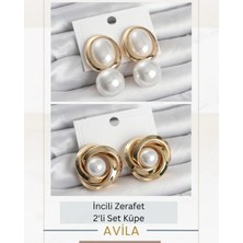 Inci Detaylı Vintage Ikili Küpe Seti Kadın Küpe