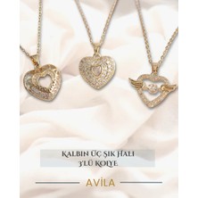 Kalp Akışı Üçlü Set Çelik Zincir Kolye
