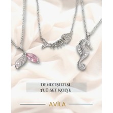 Çelik Zincirli 3’lü Set Zirkon Taşlı Deniz Figürleri