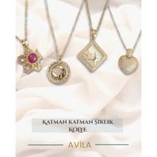 Çelik Zincirli 4lü Set Zirkon Taşlı Işıltılı Kolyeler