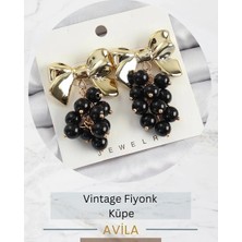 Siyah Fiyonk Vintage Tekli Küpe Kadın Küpe