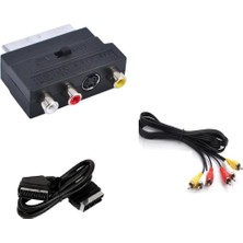 Temiz Pazar Scart To Rca Skart Tos Av Svideo Çevirici Set + Rca Kablo + Scart Kablo