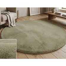 Carpet Dekor Peluş Yumuşak Dekoratif Halı Yuvarlak Taş Rengi