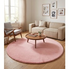Carpet Dekor Peluş Yumuşak Dekoratif Halı Yuvarlak Pembe