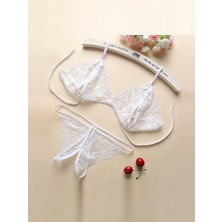 Moddyshop Fantezi Beyaz Dantelli Seksi Sütyen Kilot Takım MODDYSHOP9706