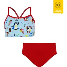 Daring Littles Uv Korumalı Upf 50+ Sportif Penguen Desen Bikini Seti  - Geri Dönüştürülmüş Kumaş - Tappy Koleksiyonu