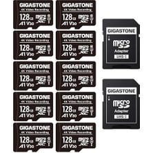Gigastone Gıgastone 128 GB Microsdxc Hafıza Kartı Paketi, 10 + Sd Adaptör, Aksiyon Kamerası, Gopro, Drone ve Tablet Için, 85 Mb/s'ye Kadar, Full Hd Video Kaydı, Mikro Sd Kart Uhs-I Sınıf 10 U1