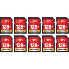 Gigastone Gıgastone 128 GB Sdxc Hafıza Kartı Paketi 10'lu, Uhs-I U1 Sınıf 10, Canon Olympus Pc Dijital Fotoğraf Makineleri Için 80 Mb/s'ye Kadar