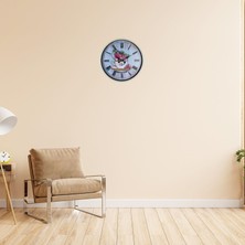 Akıllı Durak Krem 36 cm Çiçek Figürlü Duvar Saati