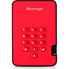 Istorage Diskashur2 SSD 1 Tb Kırmızı - Güvenli Taşınabilir Katı Hal Sürücüsü - Parola Korumalı - Toz ve Su Geçirmez - Donanım Şifreleme