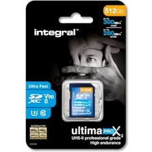 İntegral Integral 512 GB Uhs-Iı Sd Kart V90 300 Mb/s'ye Kadar Okuma ve 280 Mb/s'ye Kadar Yazma Hızı Sdxc Profesyonel Yüksek Hızlı Hafıza Kartı