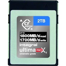 İntegral Integral 2 Tb Cfexpress Bellek Kartı Tip B 2.0 12K ve 8k Raw ve 8k 120 Fps 1800 Mb/s Okuma 1700 Mb/s Yazma Hızı 1300 Mb/s Sürdürülebilir Yazma Hızı Gelişmiş Sinematik ve Dslr Kameralar Için Tasarlandı