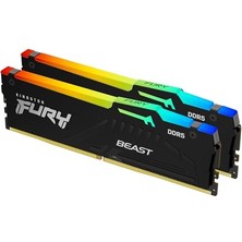 Kingston Fury Beast Siyah Rgb 32 GB (2X16 Gb) 6000MT/S Ddr5 CL36 Dımm Masaüstü Oyun Bellek Kiti, 2 Amd Expo/ Intel Xmp ile - KF560C36BBE2AK2-32
