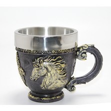 Akıllı Durak 3D Kabartmalı At Büstü Paslanmaz Çelik Kupa Bardak