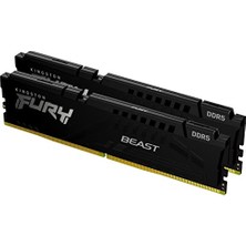Kingston Fury Beast Siyah Ddr5 64 GB (2X32 Gb) 5600MT/S CL36 Dımm Masaüstü Oyun Bellek Seti, 2 Amd Expo ve Intel Xmp ile - KF556C36BBEK2-64