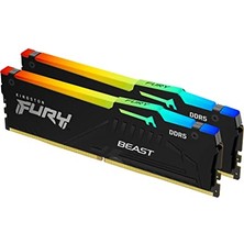 Kingston Fury Beast Siyah Rgb Expo 64 GB (2X32 Gb) 6000MT/S Ddr5 CL36 Dımm Masaüstü Oyun Bellek Kiti, 2'li - KF560C36BBEAK2-64