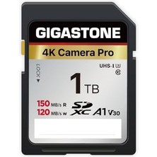 Gigastone Gıgastone 1 Tb Sdxc Hafıza Kartı, 4K Camera Pro, 150/120 Mb/s'ye Kadar, Canon, Olympus, Panasonic, A1 V30 U3 Uhs-I Sınıf 10 Dijital Kamera Için, 1 Mini Çantayla Birlikte