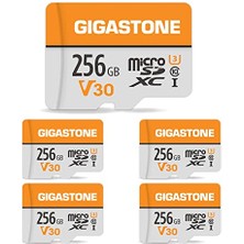 Gigastone Gıgastone 256 GB 5'li Paket Microsdxc Hafıza Kartı, Sd Adaptörlü, Gopro Aksiyon Kamerası Drone Djı Tablet ve Anahtar 1 Için, 100 Mb/s'ye Kadar, Uhs-I U3 V30 Sınıf 10, 4K UHD Video Mikro Sd Kart