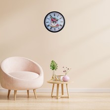 Akıllı Durak Siyah Floral Tea Cup Duvar Saati