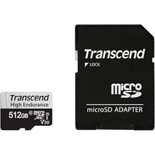Transcend 512 GB Yüksek Dayanıklılığa Sahip Microsdxc 350 V Hafıza Kartı, Uhs-I U3, V30, 95/45 Mb/s'ye Kadar, Araç Kameraları ve 4K Gözetim Için Ideal - TS512GUSD350V