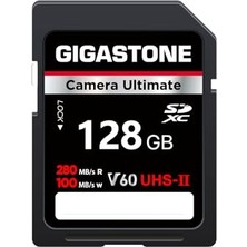 Gigastone Gıgastone Uhs-Iı V60 128 GB Sd Kart, Camera Ultimate, 280/100 Mb/s'ye Kadar, Dslr Canon Için U3 Sdxc 4K Ultra Hd UHD Video, 2 Mini Kılıf ile