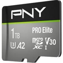 Pny Pro Elite Microsdxc Hafıza Kartı 512 GB + Sd Adaptör, 100 Mb/s'ye Kadar Okuma Hızı, 90 Mb/s'ye Kadar Yazma Hızı, Sınıf 10 Uhs-I, U3, A2 Uygulama Performansı, 4K Video Için V30