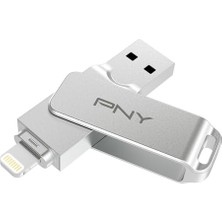Pny Duo Link USB Çubuğu (128 Gb, USB 3.2, Çift Flash Sürücü) Gümüş
