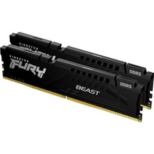 Kingston Fury Beast Siyah Ddr5 32 GB (2X16 Gb) 6800MT/S CL34 Dımm Masaüstü Oyun Bellek Seti, 2 Amd Expo ve Intel Xmp ile - KF568C34BBEK2-32