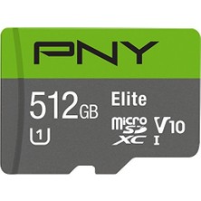 Pny Elite 512 GB Microsdxc Hafıza Kartı + Sd Adaptörü, 100 Mb/s Okuma Hızı, Sınıf 10 Uhs-I, U1, A1 Uygulama Performansı, Full Hd Video Için V10, P-SDU512U190EL-GE