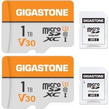 Gigastone Gıgastone 1tb Microsdxc 2'li Hafıza Kartı Paketi + Sd Adaptörü, 140/100 Mb/s'ye Kadar, Aksiyon Kamerası Gopro Drone ve Tablet Için, 4K UHD Video Kaydı, Mikro Sd Kart Uhs-I A1 Sınıf 10 U3