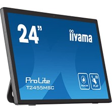 Iiyama Prolite T2455MSC-B1 59,8 cm 23,8" IPS LED Monitör Full Hd 10 Noktalı Çoklu Dokunmatik Kapasitif HDMI Dp Usb3.0 7h Web Kamerası Mikrofonu Parmak Izi Önleyici Siyah