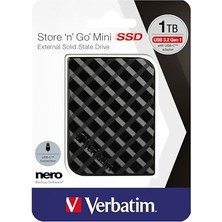 Verbatim Store 'n' Go Mini SSD 1 Tb Siyah 35G Harici SSD Windows ve Mac Os x Için USB 3.0 SSD Harici SSD Taşınabilir Sürücü Usb-C Harici Flash Sürücü