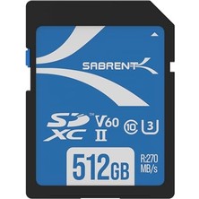 Sabrent Sd Kart 512 GB V60 Uhs-Iı Sdxc, Sınıf 10, U3, 270 Mb/s Okuma, 170 Mb/s Yazma - 4k/8k Video, Fotoğrafçılar, Kameramanlar ve Meraklıları Için Profesyonel Sd Bellek Kartı (SD-TL60-512 Gb)