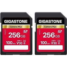 Gigastone Gıgastone 256 GB Sdxc Hafıza Kartı 2'li Paket, Camera Plus, Canon Dijital Kameralar Için 100 Mb/s'ye Kadar, 4K UHD Video Kayıtları Uhs-I U3 V30 Sınıf 10, 2 Mini Kılıfla