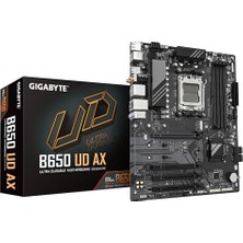 Gigabyte Gıgabyte B650 Ud Ax Anakart - Amd Ryzen 9000 Serisi Cpu'ları, 6+2+2 Fazlı Vrm'yi, 7600 Mhz'e Kadar Ddr5 (Oc), 1x Pcıe 5.0 + 2x Pcıe 4.0 M.2, Gbe Lan, Wi-Fi 6, USB 3.2 Gen 2'yi Destekler