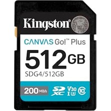 Kingston Sdg4-512Gb 512Gb Sdxc Canvas Go Plus Gen4 200Mb-S C10 Uhs-İ U3 V30 Hafıza Kartı