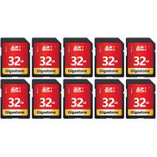 Gigastone Gıgastone 32GB Sdhc Hafıza Kartı Paketi 10'lu, 80 Mb/s'ye Kadar, Dijital Kameralar Için Canon Olympus Pc, Uhs-I U1 Sınıf 10