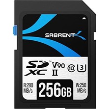 Sabrent Sd Kart 256 GB V90 Uhs-Iı U3 ​​​​sdxc Kart Sınıf 10, 280 Mb/s Okuma, 250 Mb/s Yazma - 4K 8k Video, Dslr, Drone, Kamera Için Profesyonel Bellek Kartı (SD-TL90-256 Gb)