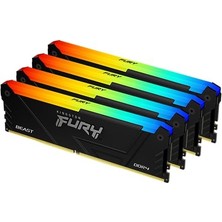 Kingston Fury Beast Rgb 32 GB 3600MT/S Ddr4 CL17 Dımm (4'lü Kit) Pc Ram KF436C17BB2AK4/32