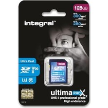 İntegral Integral 128 GB Uhs-Iı Sd Kart V90 300 Mb/s'ye Kadar Okuma ve 280 Mb/s'ye Kadar Yazma Hızı Sdxc Profesyonel Yüksek Hızlı Hafıza Kartı