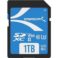 Sabrent Sd Kart 1 Tb V60 Uhs-Iı Sdxc, Sınıf 10, U3, 270 Mb/s Okuma, 170 Mb/s Yazma - 4k/8k Video, Fotoğrafçılar, Kameramanlar ve Meraklıları Için Profesyonel Sd Bellek Kartı (SD-TL60-1TB)