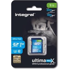 İntegral Integral 1 Tb Uhs-Iı Sd Kart V60 300 Mb/s'ye Kadar Okuma ve 150 Mb/s'ye Kadar Yazma Hızı Sdxc Profesyonel Yüksek Hızlı Hafıza Kartı
