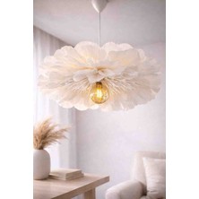 Bubi Home Lumi Bloom Beyaz Italyan Krapon Kağıdı El Yapımı Çiçek Avize,salon & Yatak Odası Aydınlatma