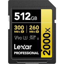 Lexar Professional Sd Kart 512 Gb, Okuyucusuz Sdxc Uhs-Iı Hafıza Kartı, 300 Mb/s'ye Kadar Okuma, Dslr Için Class 10, U3, V90 Sd Hafıza Kartı, Sinema Kalitesinde Video Kameralar